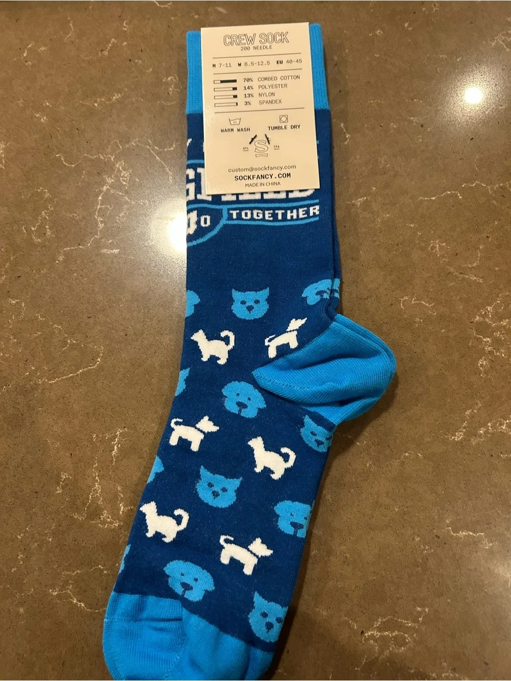 Blue Cat & Dog Crew Socks